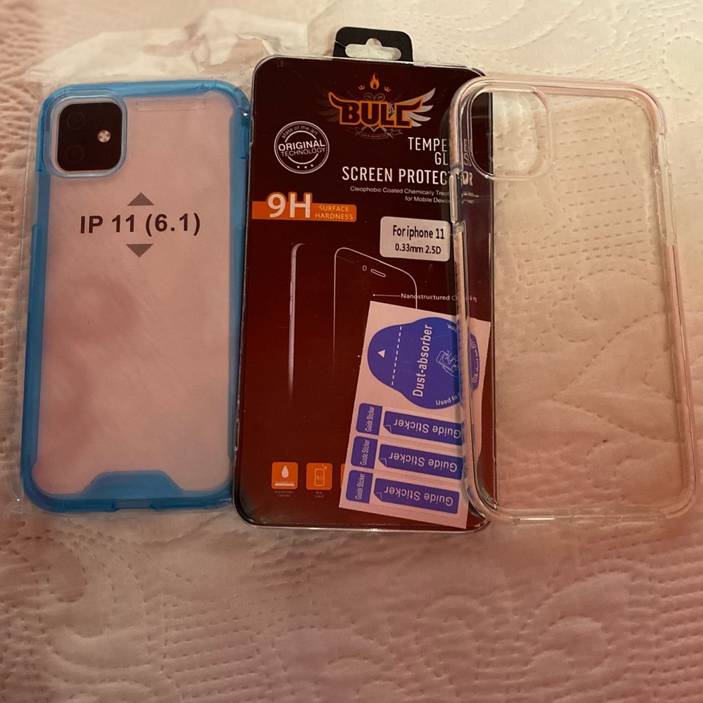 iPhone 11 Glass Screen Protector & 2 Cases